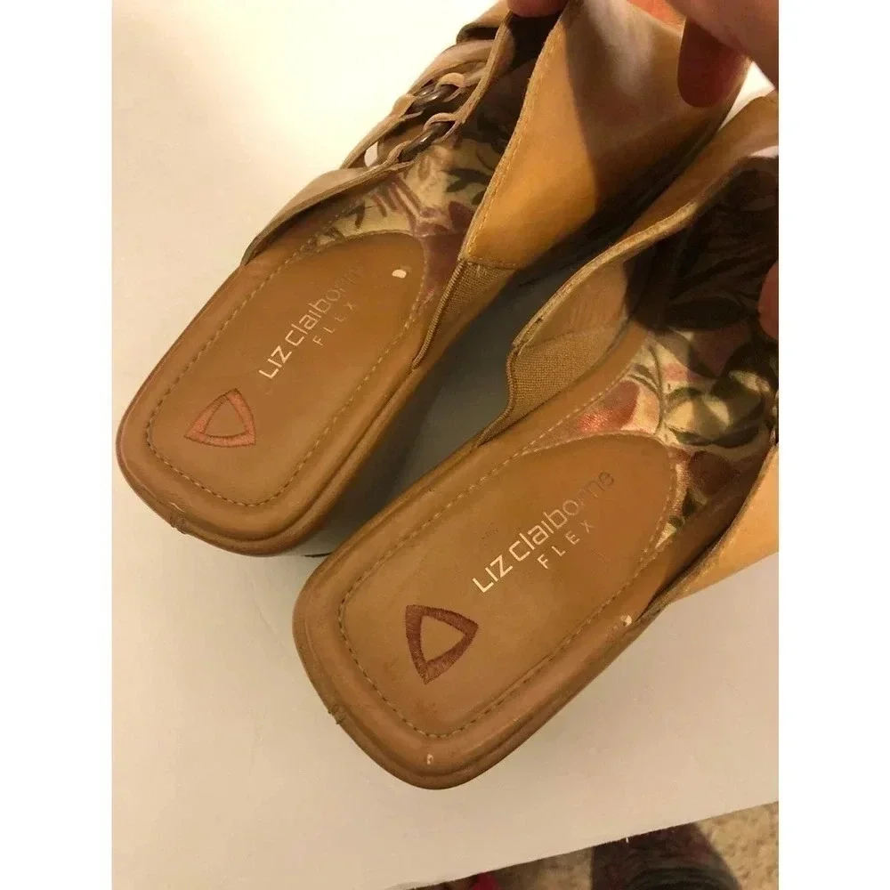 Liz Claiborne Y2K Faux Leather Chucky heels Summer sandals women Size 6.5 M